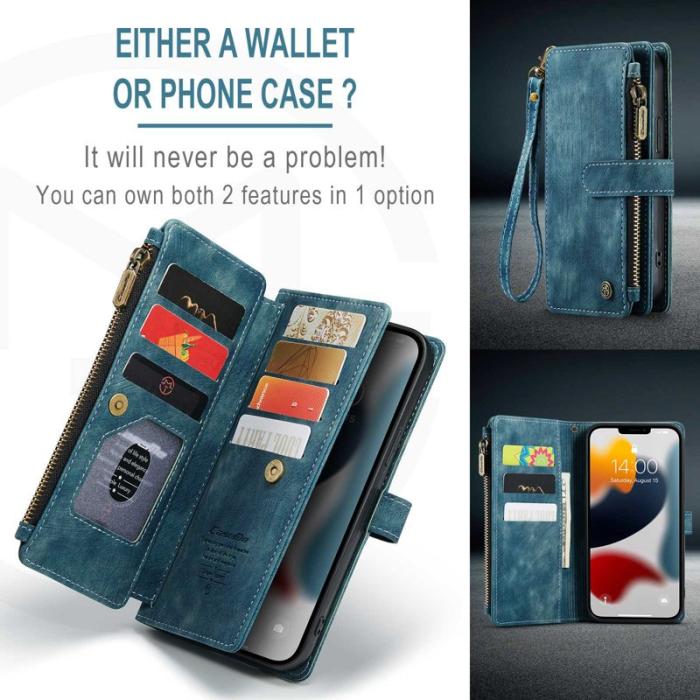 Caseme - CASEME Konstläder Plånboksfodral för iPhone 12 Pro Max med Rem - Blå