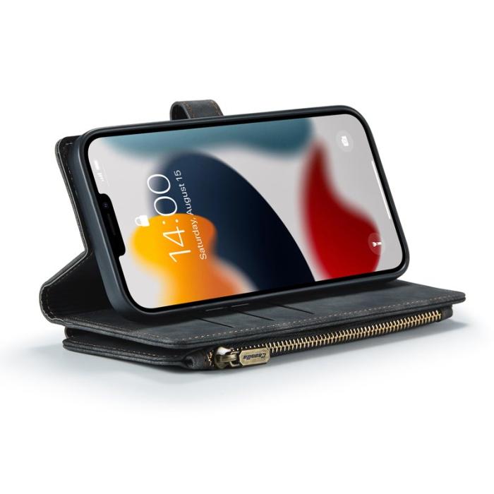 Caseme - CASEME Konstläder Plånboksfodral för iPhone 12 Pro Max med rem - Svart