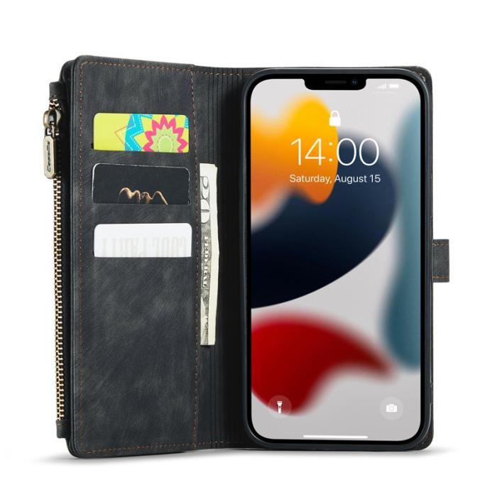 Caseme - CASEME Konstläder Plånboksfodral för iPhone 12 Pro Max med rem - Svart