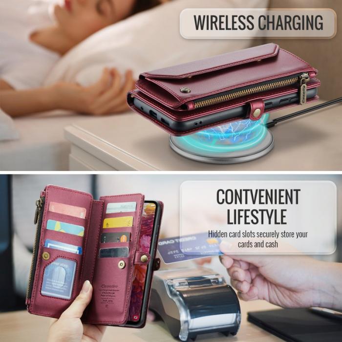 Caseme - CASEME Plånboksfodral Konstläder för Samsung Galaxy S20 FE - Vinröd