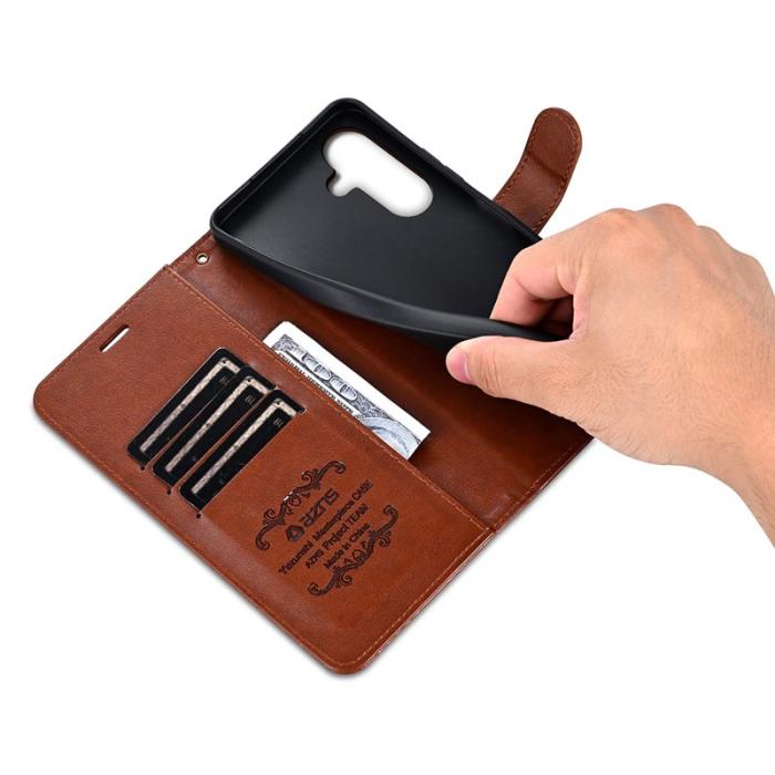 AZNS - AZNS Samsung Galaxy A17 Plånboksfodral Anti-Scratch Konstläder - Brun