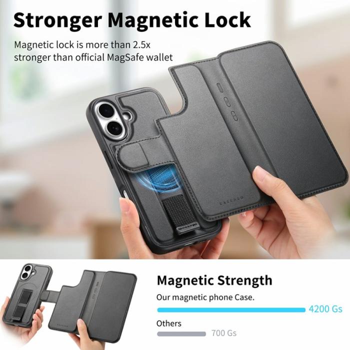CASENEO - CASENEO iPhone 16 Plus Plånboksfodral Konstläder - Svart