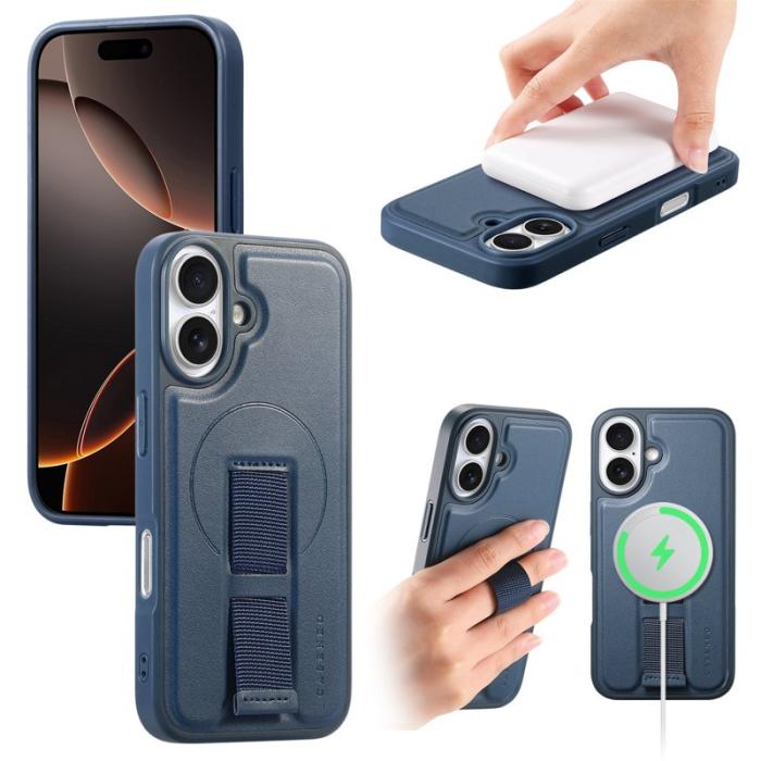 CASENEO - CASENEO iPhone 16 Plus Fodral - Magnetiskt KonstLäder - Blå