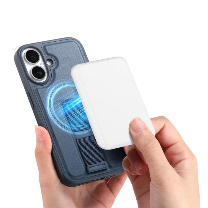 CASENEO - CASENEO iPhone 16 Plus Fodral - Magnetiskt KonstLäder - Blå