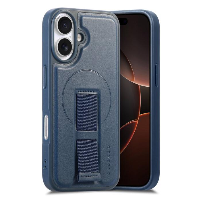 CASENEO - CASENEO iPhone 16 Plus Fodral - Magnetiskt KonstLäder - Blå