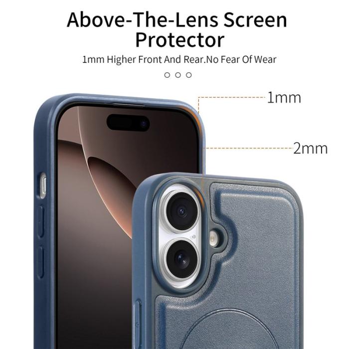 CASENEO - CASENEO iPhone 16 Plus Fodral - Magnetiskt KonstLäder - Blå