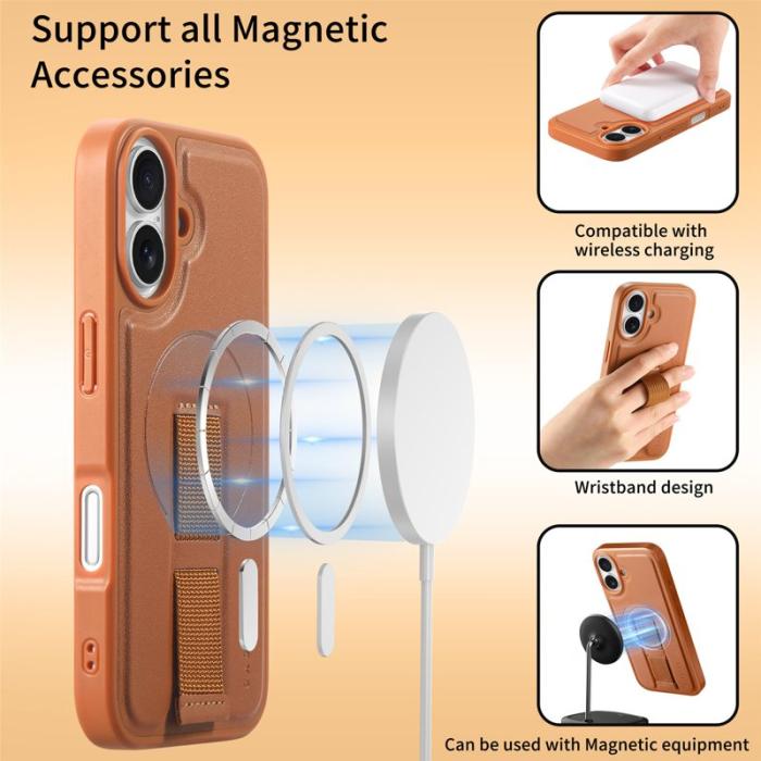 CASENEO - CASENEO iPhone 16 Plus Fodral Magnetiskt KonstLäder - Brun
