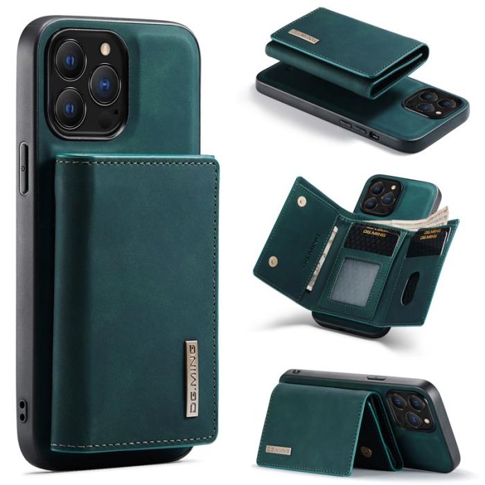 DG.MING - DG.MING iPhone 16 Pro Konstläder Plånboksfodral Kickstand Grön