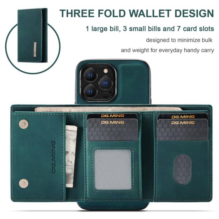 DG.MING - DG.MING iPhone 16 Pro Konstläder Plånboksfodral Kickstand Grön