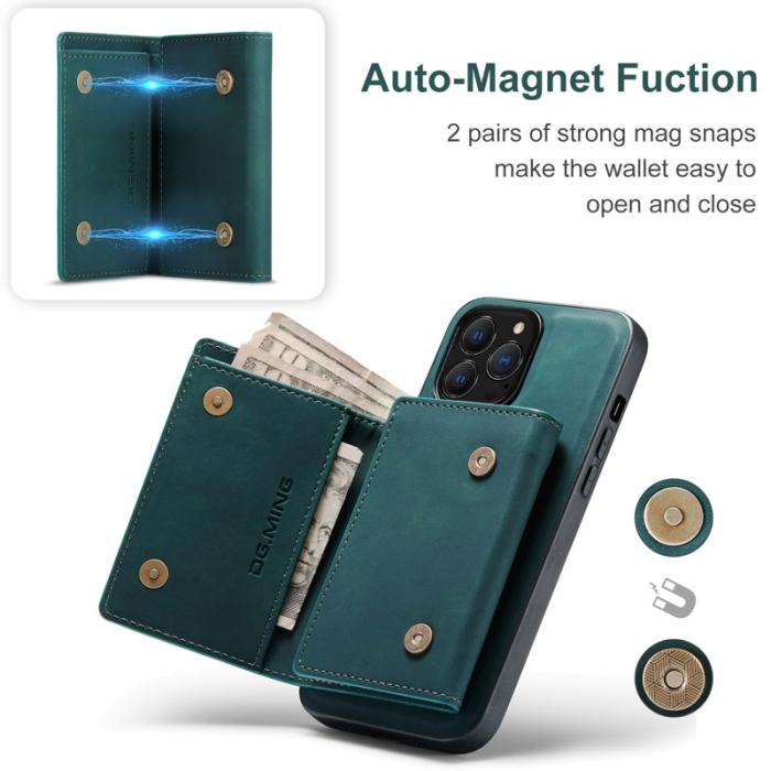 DG.MING - DG.MING iPhone 16 Pro Konstläder Plånboksfodral Kickstand Grön