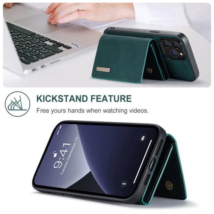 DG.MING - DG.MING iPhone 16 Pro Konstläder Plånboksfodral Kickstand Grön