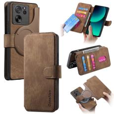 CASENEO - CASENEO Xiaomi 13T Pl&aring;nboksfodral - Avtagbart Pl&aring;nboksfodral Konstl&auml;der - Brun