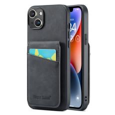 FIERRE SHANN - FIERRE SHANN iPhone 14 Fodral Kickstand RFID-Skydd KonstL&auml;der - Svart