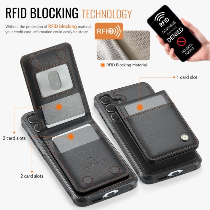 JEEHOOD - JEEHOOD J06 Konstläder fodral till Samsung Galaxy S24 FE - Svart