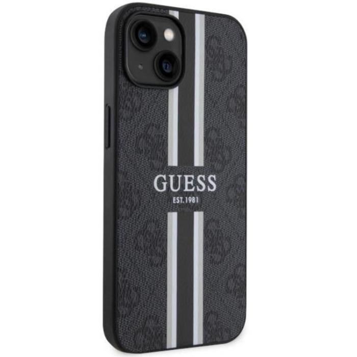 Guess - Guess iPhone 14 Plus Mobilskal MagSafe Printed Stripe Svart