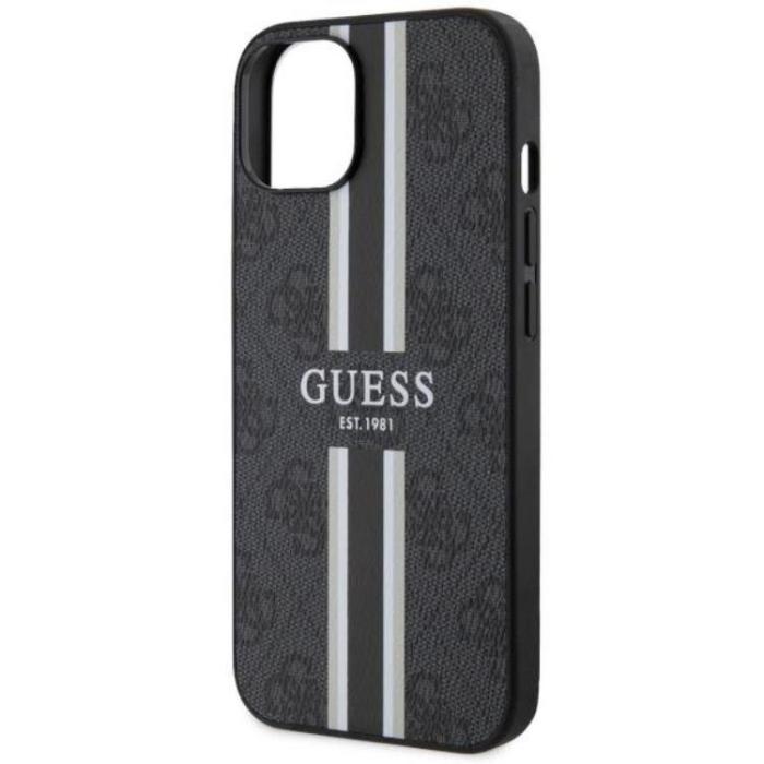 Guess - Guess iPhone 14 Plus Mobilskal MagSafe Printed Stripe Svart