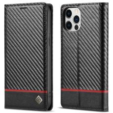 LC.imeeke - LC.IMEEKE iPhone 12 Pro Max Pl&aring;nboksfodral i Konstl&auml;der - R&ouml;d rand