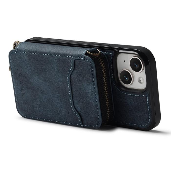 LC.imeeke - LC.IMEEKE L6 iPhone 15 Plånboksfodral Konstläder - Blå