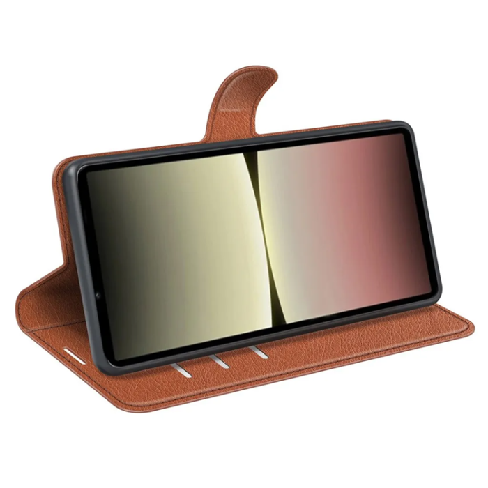 Taltech - Sony Xperia 10 V Plånboksfodral Textured - Brun
