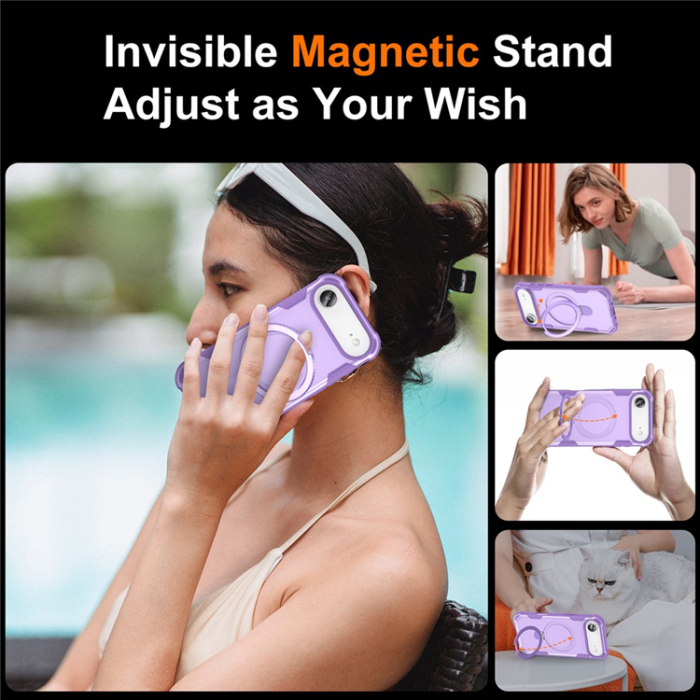 A-One Brand - iPhone 17 Air Mobilskal MagSafe Kickstand Shockproof - Lila