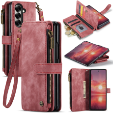 Caseme - CASEME Galaxy Z Fold 7 Plånboksfodral Med Rem läder - Röd