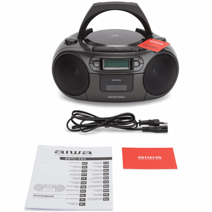 AIWA - AIWA Kassettradio CD/FM-Radio/Kassettband/USB/BT - Svart
