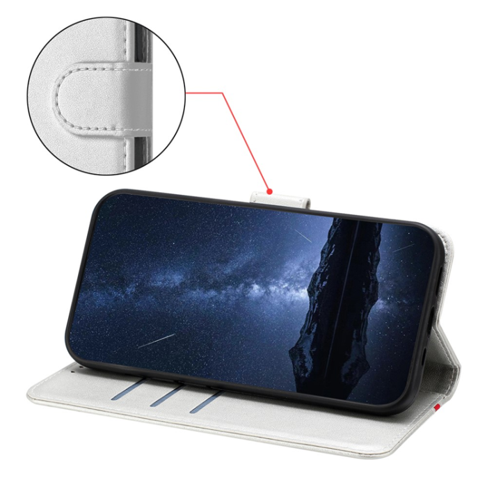A-One Brand - Galaxy A56 5G Plånboksfodral Färg Splicing Läder - Silver