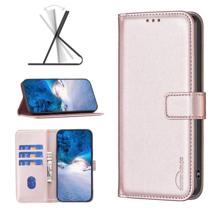 BINFEN COLOR - BINFEN Samsung Galaxy S26 Plus Fodral Folio Flip Konstläder - Roséguld