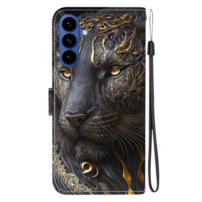 OEM - Samsung Galaxy S26 / S26 Pro Fodral Äkta Läder Ställ - Svart Guld Lejon