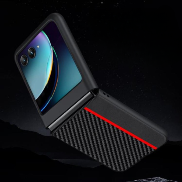 A-One Brand - Motorola Rzar 40 Ultra Mobilskal Carbon Fiber Läder - Guld