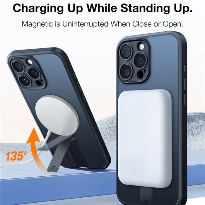 Torras - Torras iPhone 16 Pro Mobilskal Magsafe Rotating Kickstand - Svart