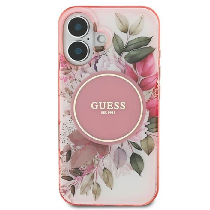 Guess - Guess iPhone 16 Plus Mobilskal MagSafe IML Flower & Tonal Circle