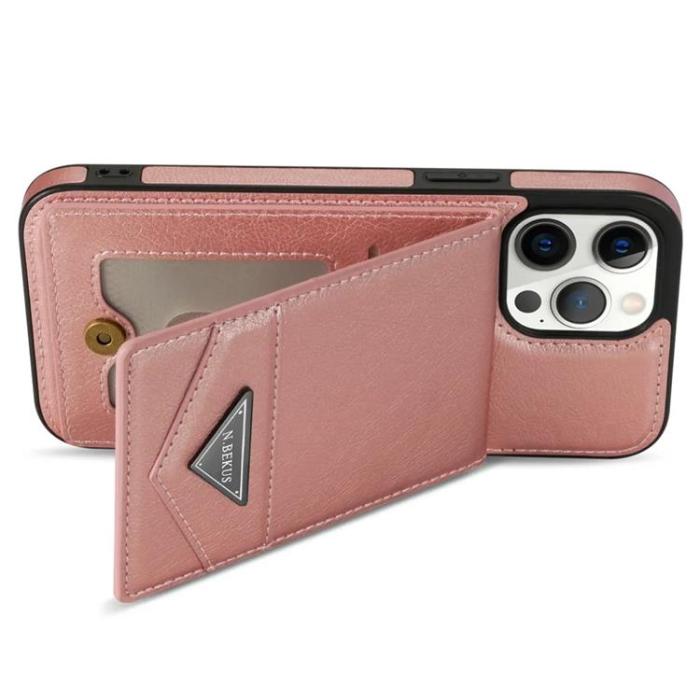 N.BEKUS - N.BEKUS iPhone 15 Pro Max Mobilskal Korthållare - Rosa