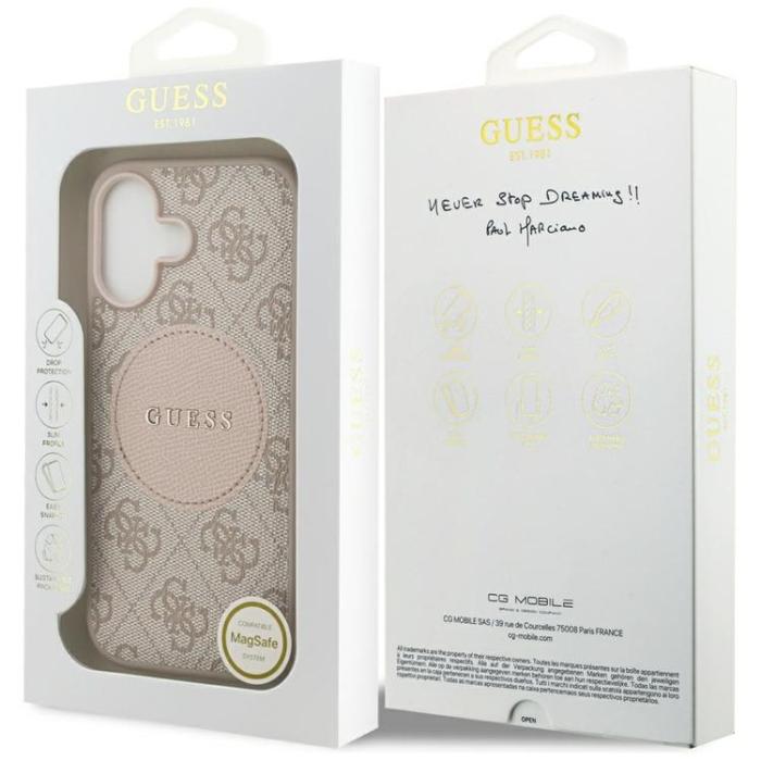 Guess - Guess iPhone 17 Mobilskal MagSafe 4G Circle Classic Logo - Rosa