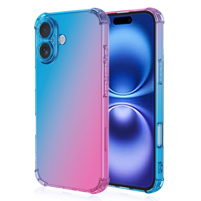 A-One Brand - iPhone 17 Mobilskal Gradient Color TPU Anti-Drop - Blå/Rosa