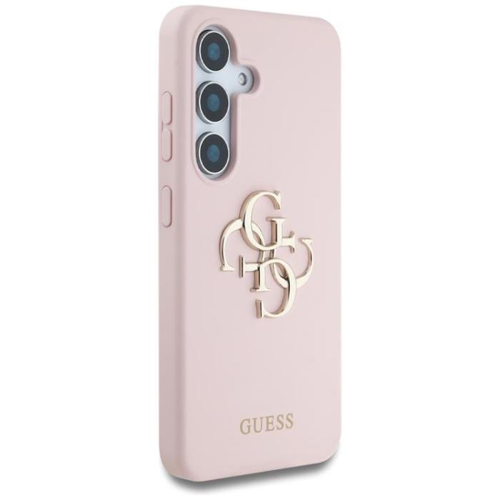 Guess - Guess Galaxy S25 Mobilskal Silikon Big 4G Bottom Script - Rosa