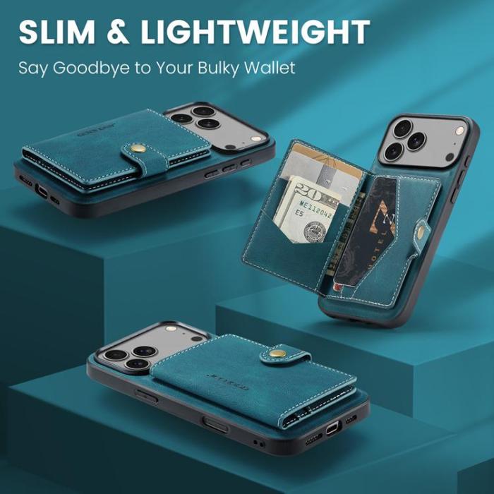 OEM - JEEHOOD iPhone 17 Pro Mobilskal KonstLäder + Plast Avtagbar - Blå