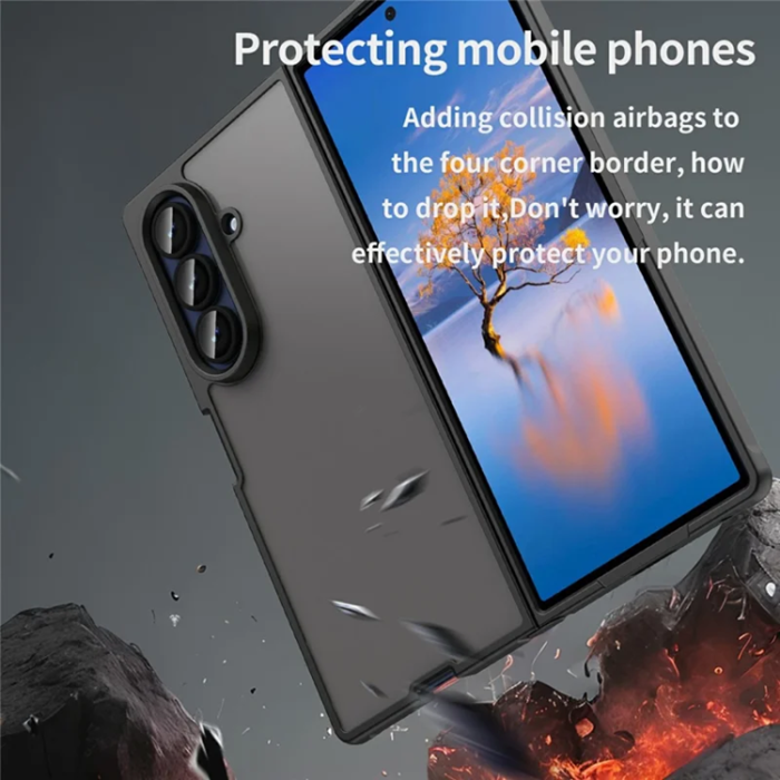 A-One Brand - Galaxy Z Fold 7 5G Mobilskal Frosted Translucent - Svart