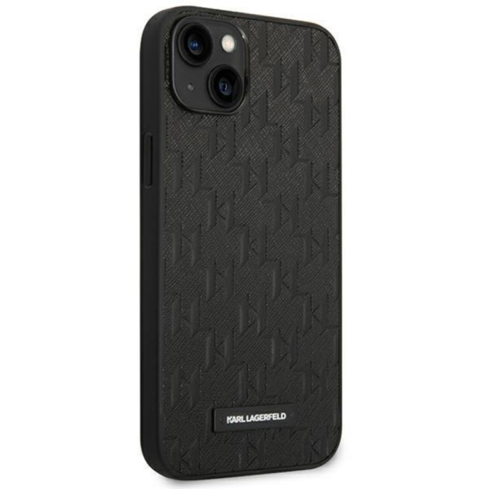 KARL LAGERFELD - Karl Lagerfeld iPhone 14 Plus Skal Saffiano Mono Metal Logo - Svart