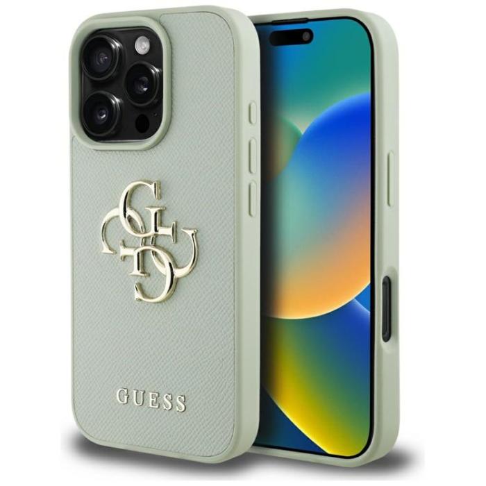 Guess - Guess iPhone 16 Pro Mobilskal Grained Big 4G Small Classic Logo - Grön