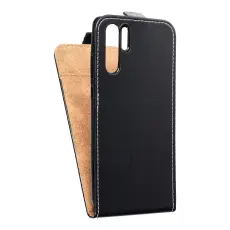 OEM - Huawei P30 Pro Fodral Slim Flexi Flip Konstl&auml;der - Svart