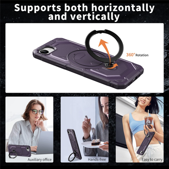 A-One Brand - iPhone 16e Mobilskal MagSafe Kickstand TPU + PC - Lila