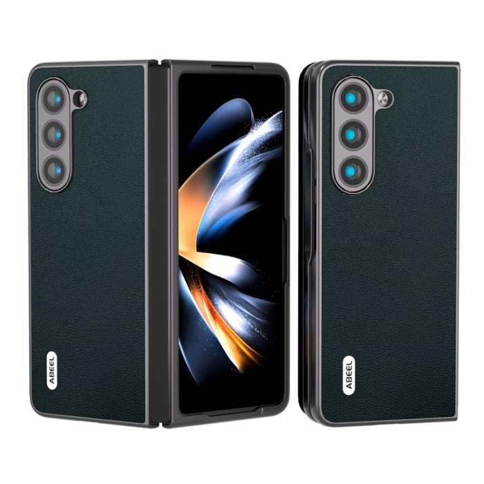 ABEEL - ABEEL Galaxy Z Fold 5 Mobilskal Äkta Cow Läder - Grön