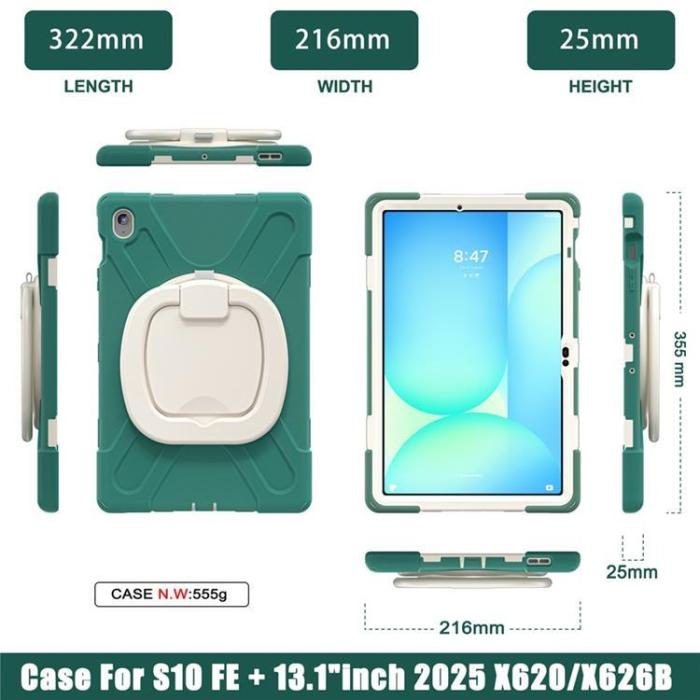 A-One Brand - Galaxy Tab S10 FE Plus Skal Kickstand Handle Grip - Grön