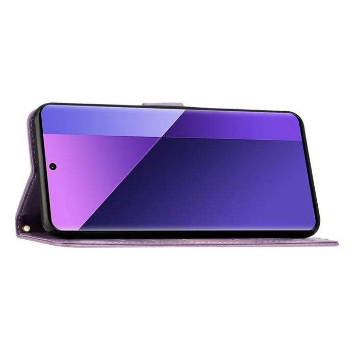 OEM - Samsung Galaxy S26 Ultra Fodral Äkta Läder Fjäril Blomma - Ljus Lila