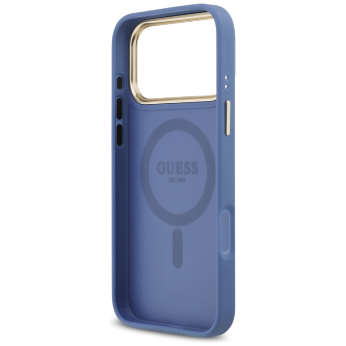 Guess - Guess iPhone 17 Pro Mobilskal Magsafe Strass Logo - Blå