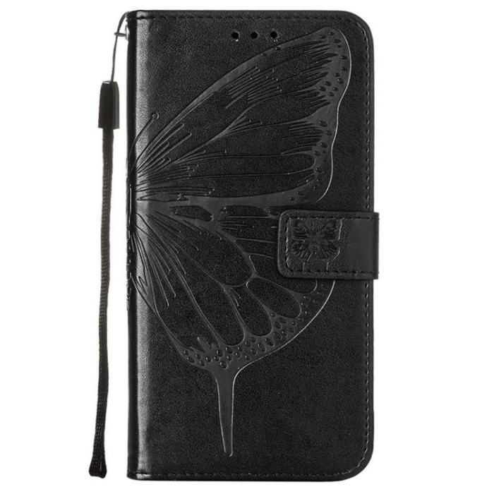 A-One Brand - Butterfly Flower Imprinted Plånboksfodral Xiaomi 12 Pro - Svart