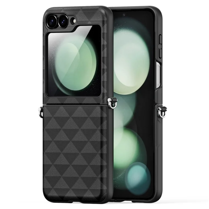 Dux Ducis - Dux Ducis Galaxy Z Flip 6 Mobilskal Fitt Rhombus Läder - Svart