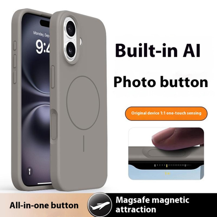 A-One Brand - iPhone 16 Mobilskal MagSafe Liquid Silikon Microfiber Lining - Mörkgrå