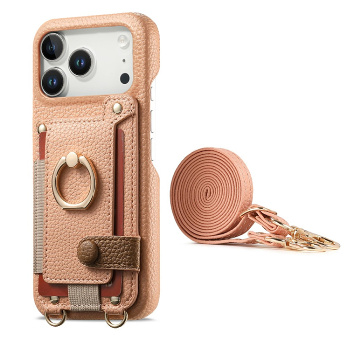 A-One Brand - iPhone 17 Pro Mobilskal med Korthållare Ring Kickstand - Rosa